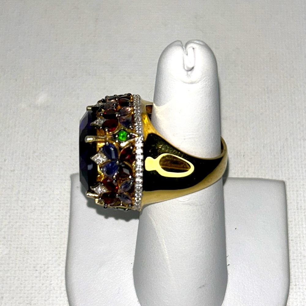 Chuck Clemency Genuine Amethyst Garnet 14K/925 Sterling Silver Statement Ring - Picture 3 of 12